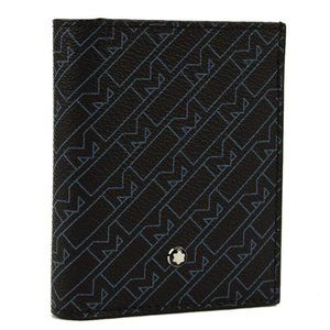 MONTBLANC Mens Black Blue M MONOGRAM Business Card Case Holder NWT